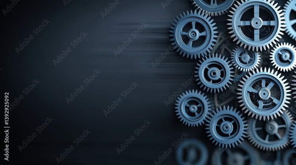 A collection of metallic gears arranged dynamically against a dark background, showcasing mechanical intricacy and motion. A collection of metallic gears arranged dynamically against a dark background, showcasing mechanical intricacy and motion.