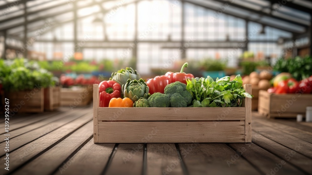 Various mixed fresh organic vegetable in Spring in greenhouse