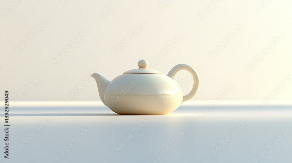Cream-colored tea pot on a plain surface Cream-colored tea pot on a plain surface