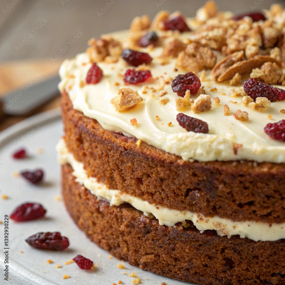 Moist Carrot Cake with Cream Cheese Frosting and Nut Topping Moist Carrot Cake with Cream Cheese Frosting and Nut Topping