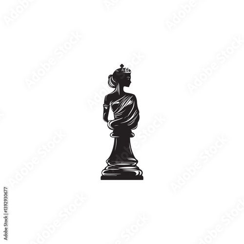 image of a chess piece in patterns, vector, black and white graphics
