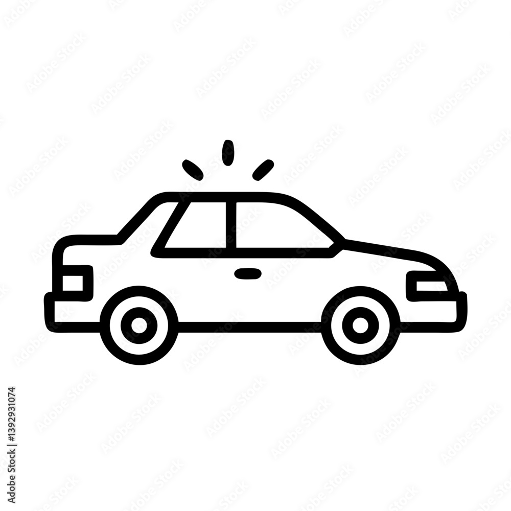 Fototapeta premium Police Car Icon for Law Enforcement and Security Themes