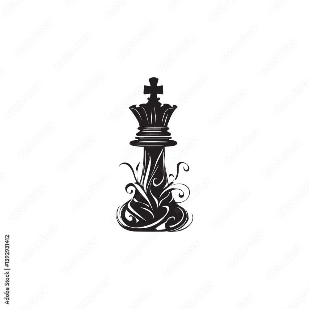 Fototapeta premium image of a chess piece in patterns, vector, black and white graphics 