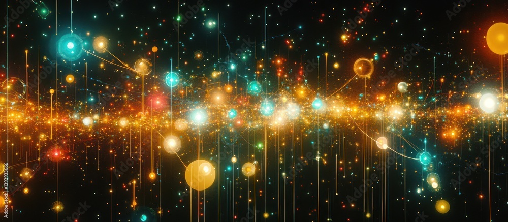 Fototapeta premium Cosmic Network vibrant energy flow, abstract background, tech concept