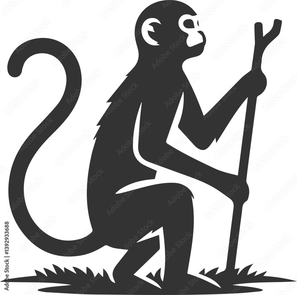 Fototapeta premium Silhouette of a monkey animal