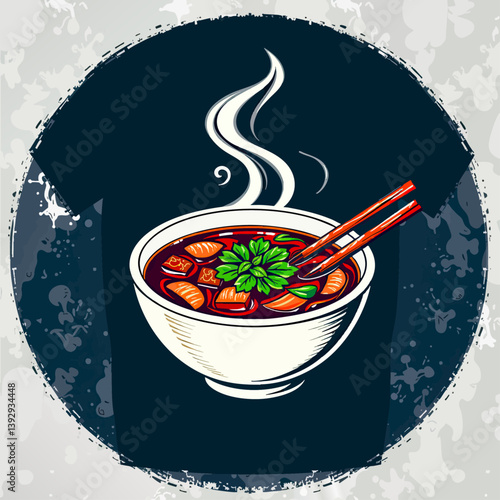 a bowl of soup with chops in it