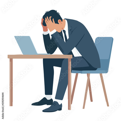vector businessman tired on work place