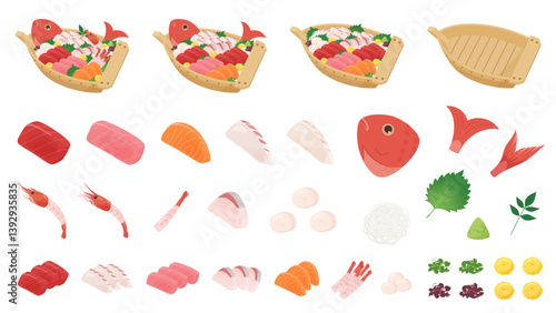 船盛のイラスト素材セット