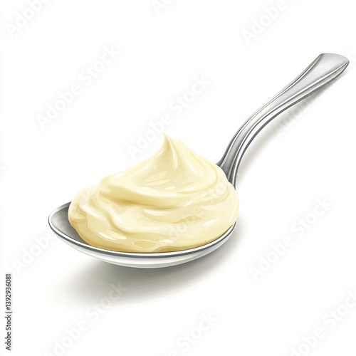 Creamy condiment on a spoon