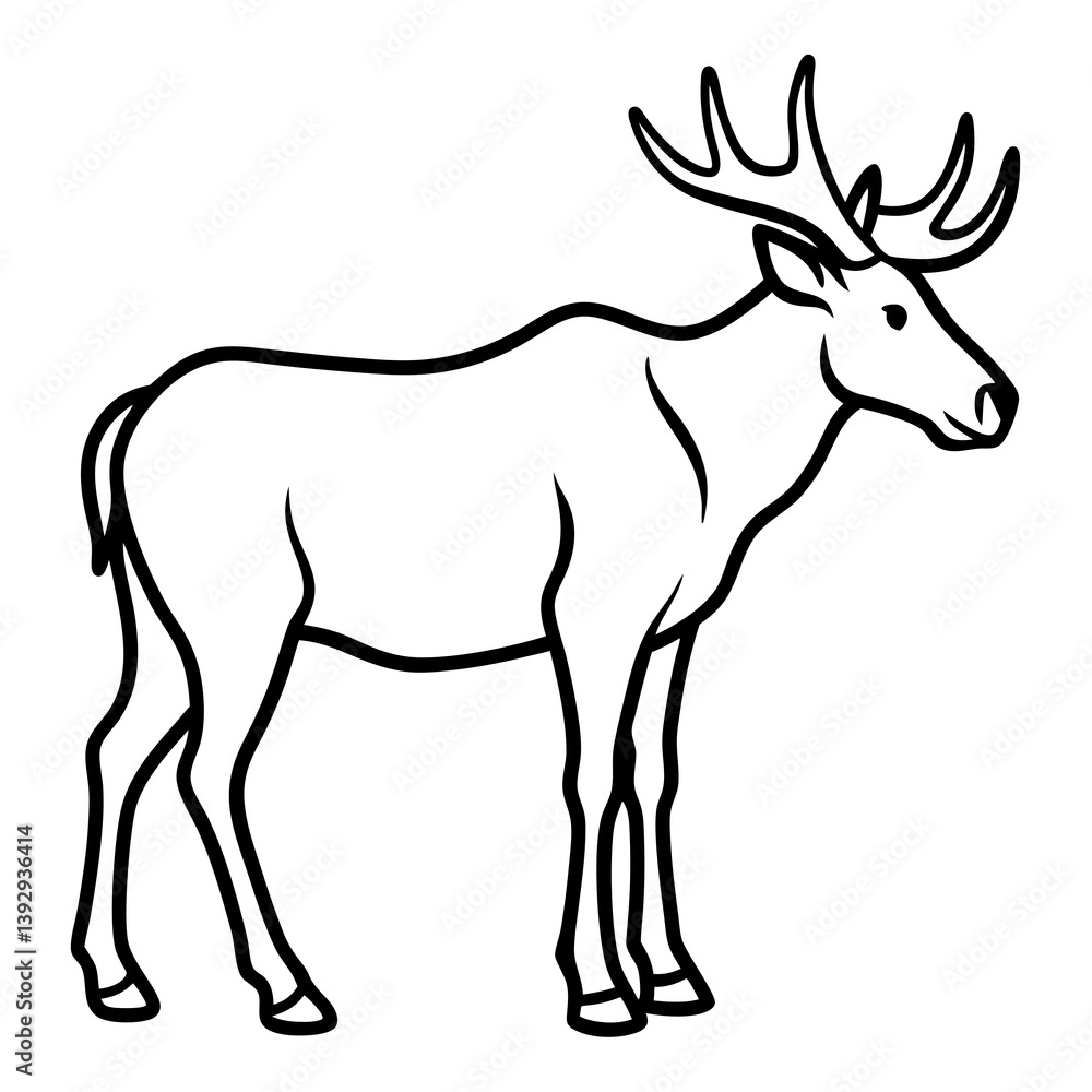 Obraz premium Minimalist Moose One-Line Vector Art