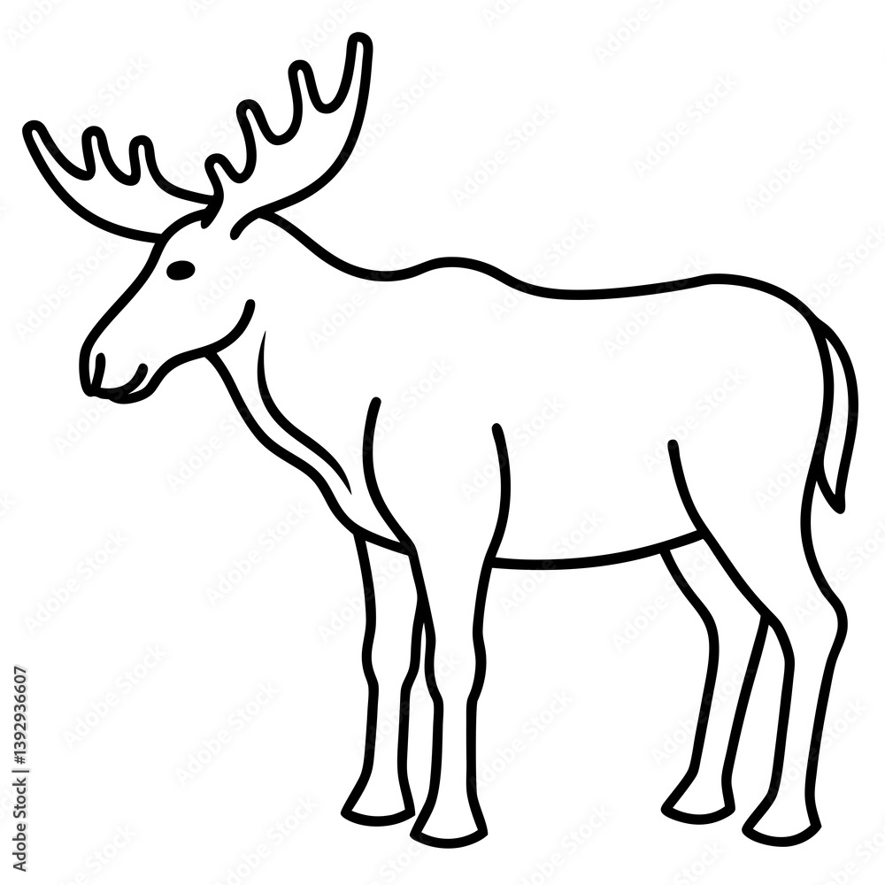 Minimalist Moose One-Line Vector Art