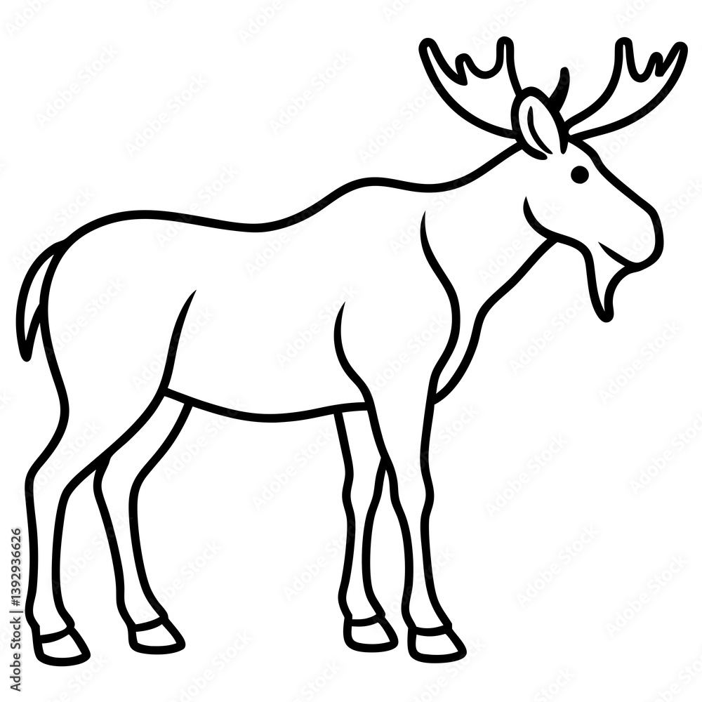 Obraz premium Minimalist Moose One-Line Vector Art