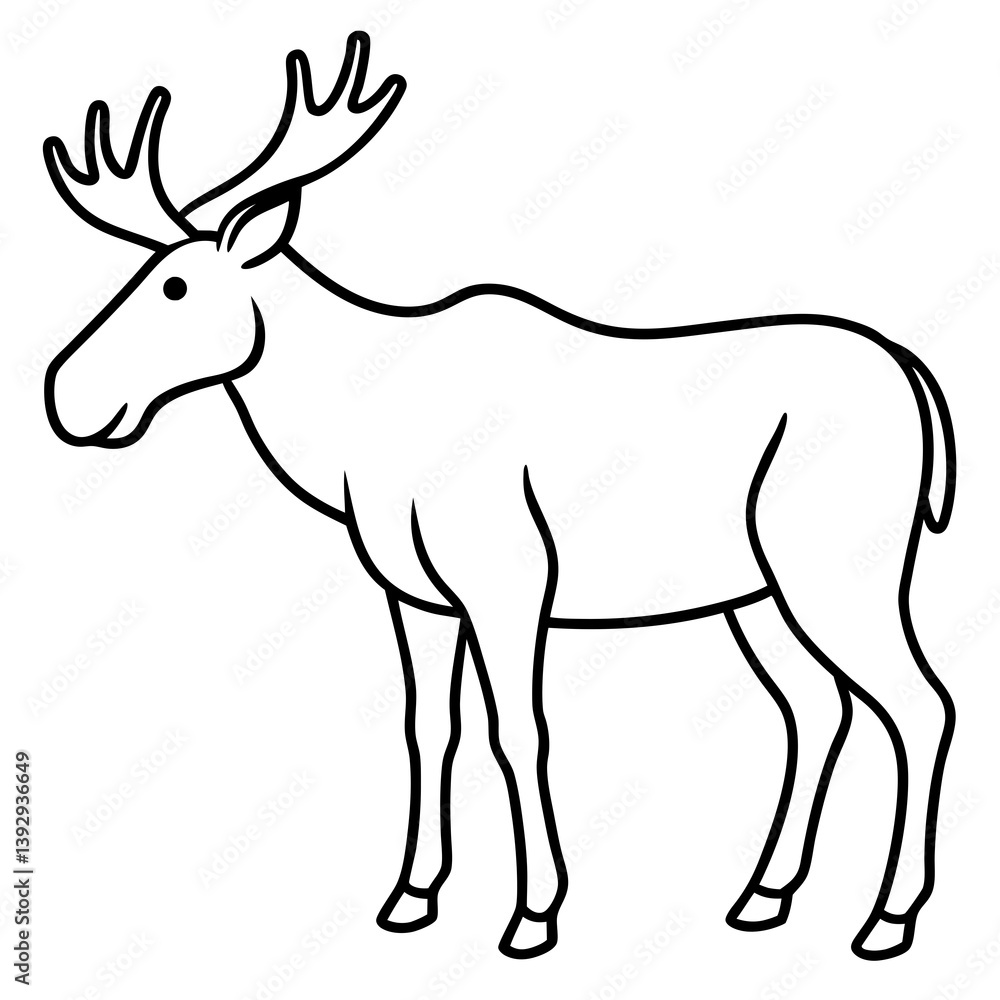Obraz premium Minimalist Moose One-Line Vector Art