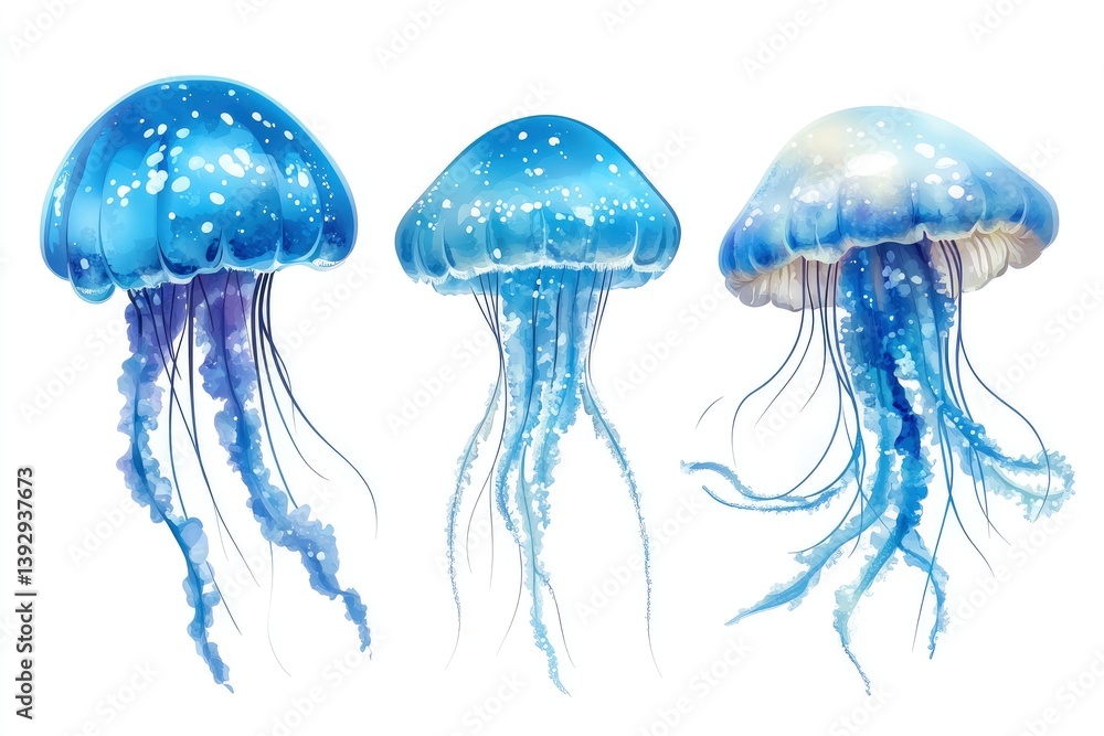 Fototapeta premium jellyfish isolated on white background, hd, realistic 