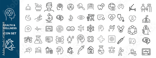 Mental health icon set. Containing depression, bipolar, PTSD, panic and mind disorder icons. Psychology outline symbol vector illustration. Health & Wellness  icon set,