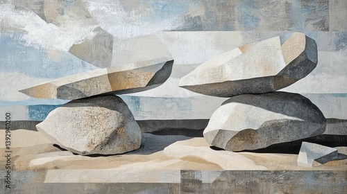Stacked stones balance in an outdoor setting with a blurred background.
