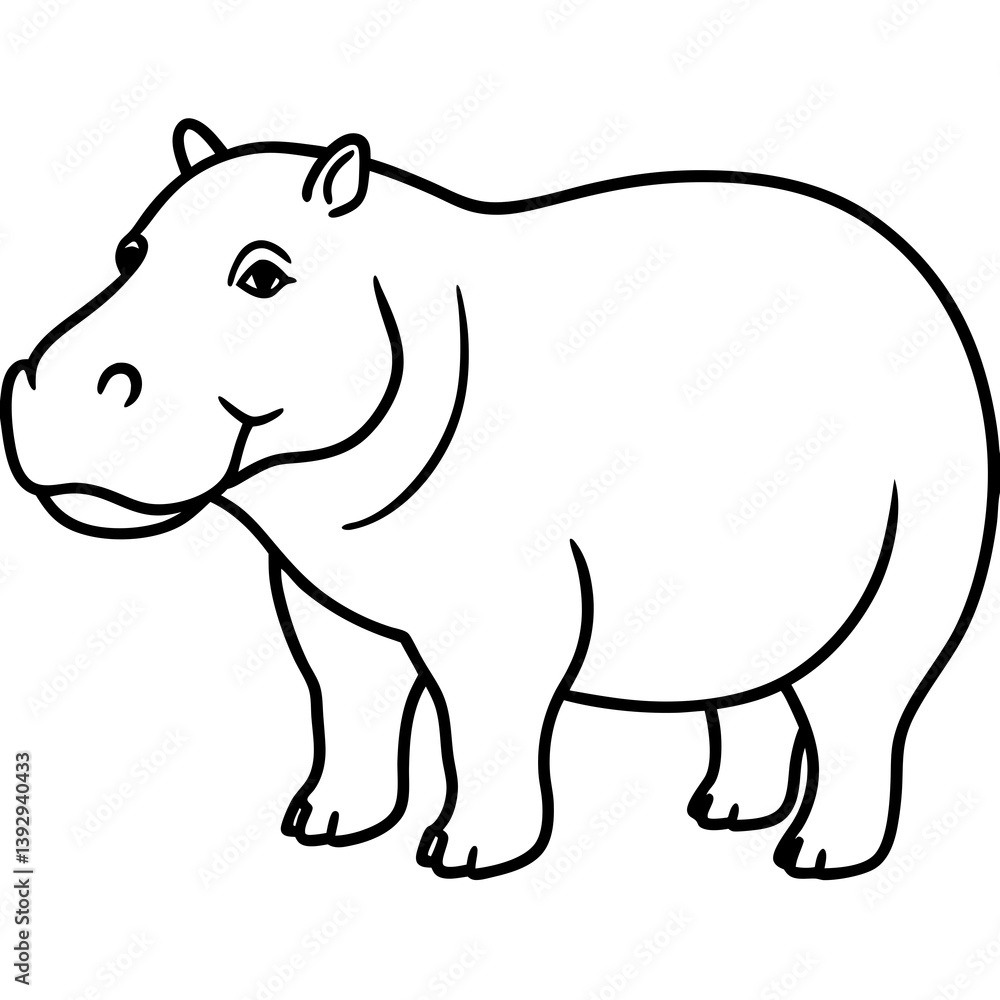 Minimalist One-Line Hippo Art Vector Minimalist One-Line Hippo Art Vector