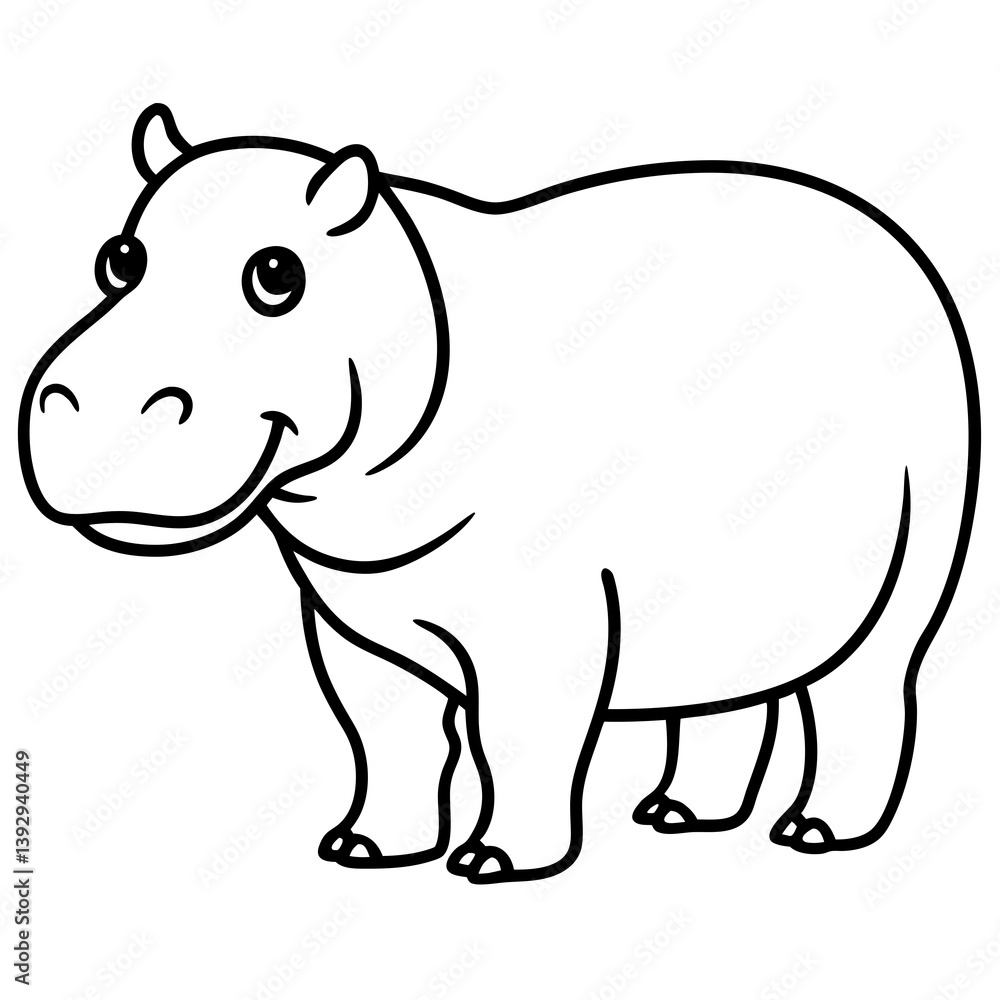 Minimalist One-Line Hippo Art Vector Minimalist One-Line Hippo Art Vector