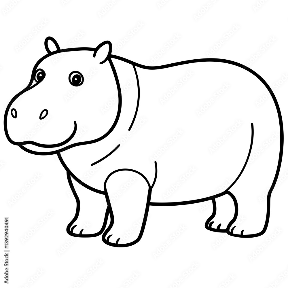 Obraz premium Minimalist One-Line Hippo Art Vector