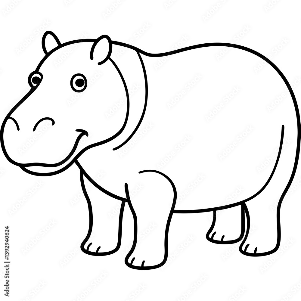 Minimalist One-Line Hippo Art Vector Minimalist One-Line Hippo Art Vector