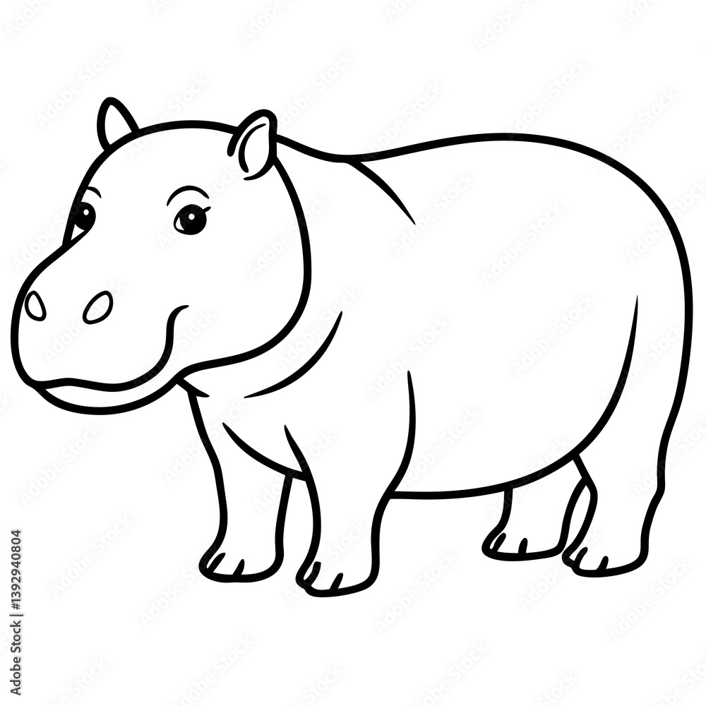 Minimalist One-Line Hippo Art Vector Minimalist One-Line Hippo Art Vector