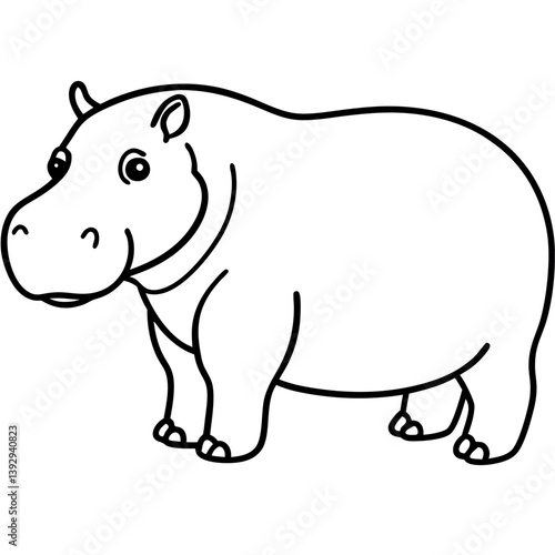 Minimalist One-Line Hippo Art Vector