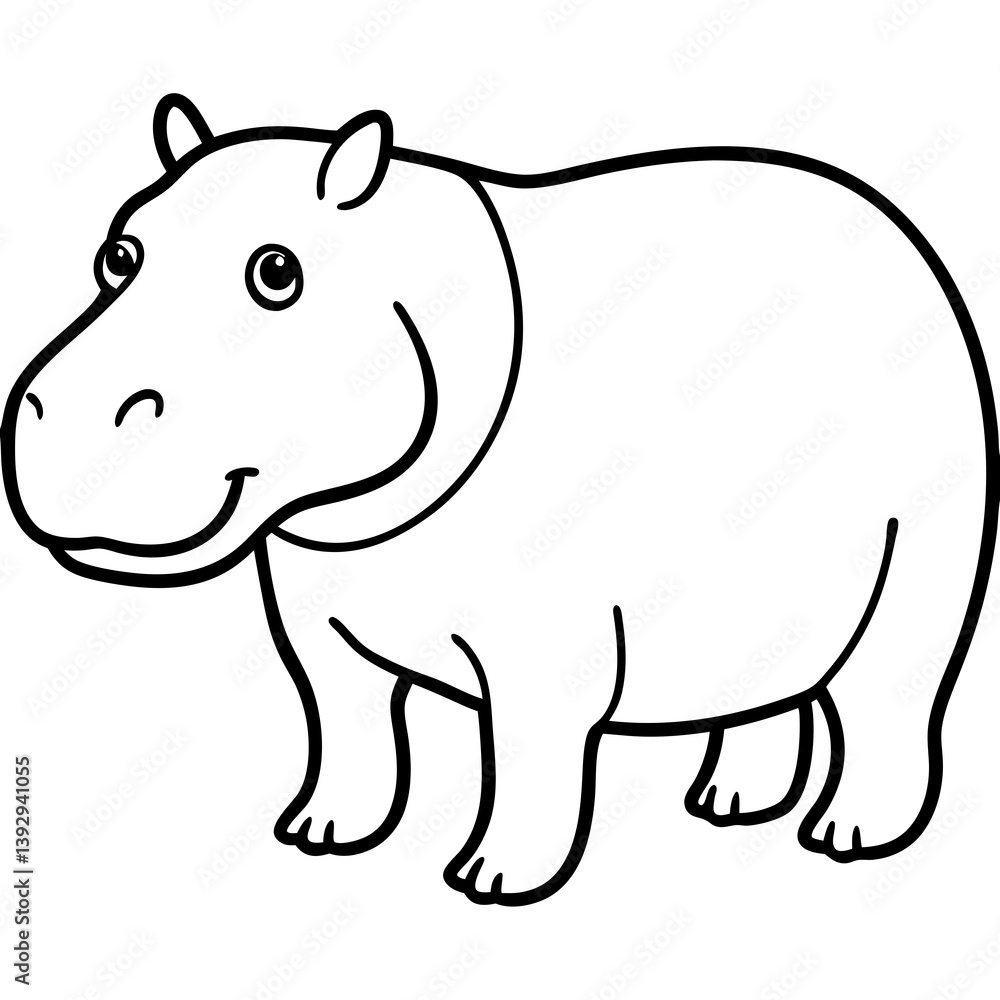 Obraz premium Minimalist One-Line Hippo Art Vector