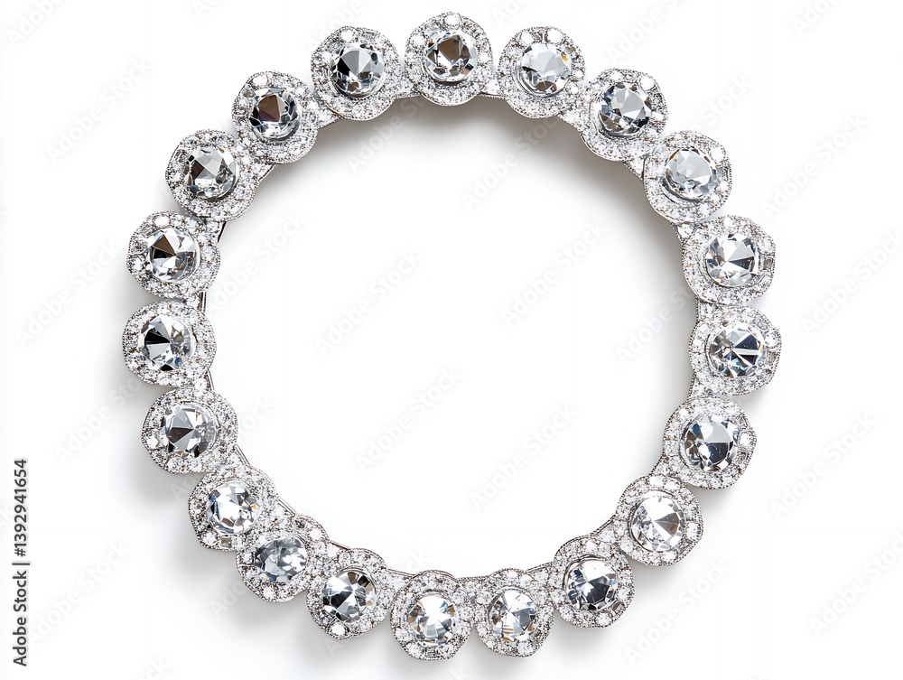 Circular Rhinestone Frame on White Background Circular Rhinestone Frame on White Background
