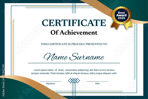 Vector modern employee of the month excellence certificate