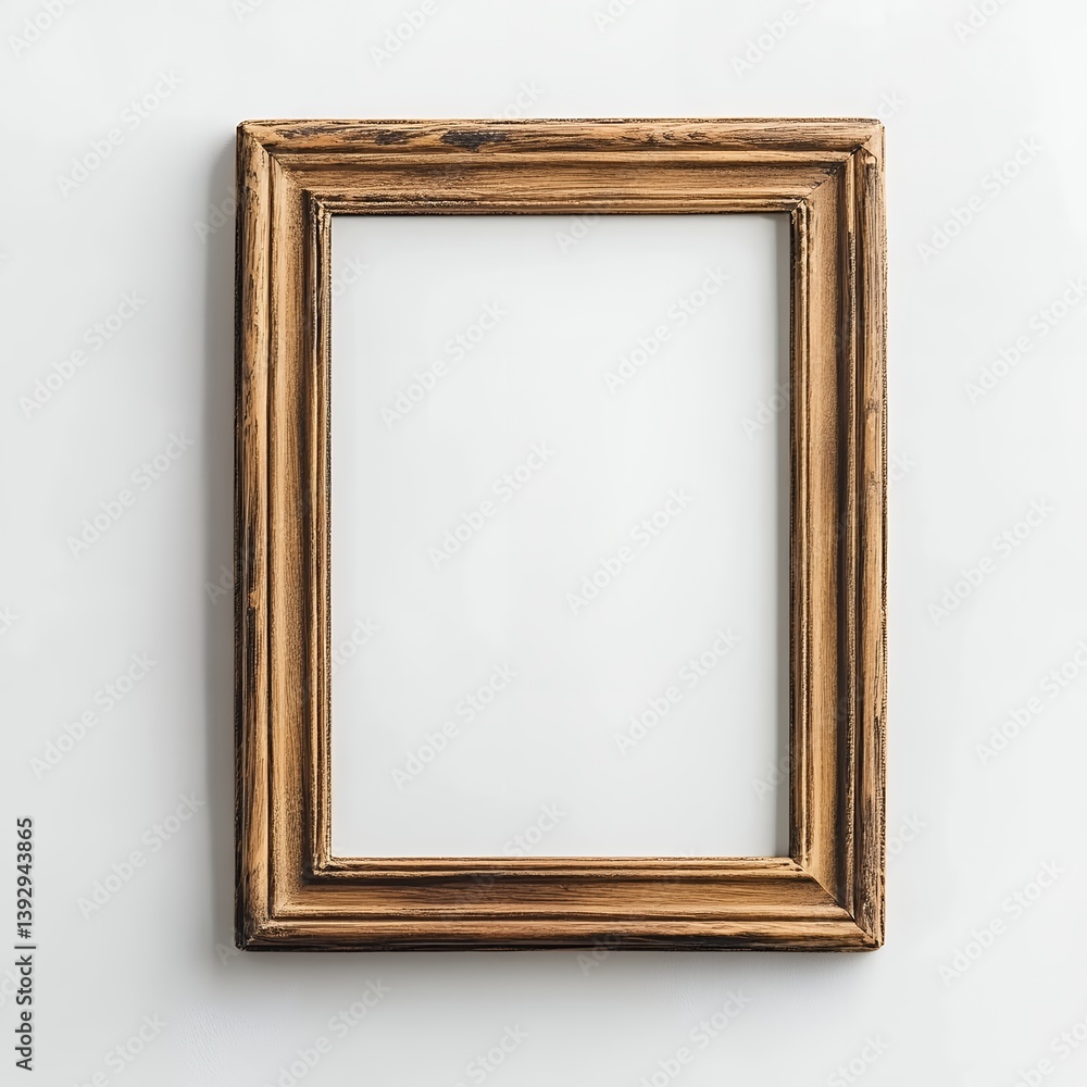 Empty Brown Wooden Frame on White Background Empty Brown Wooden Frame on White Background