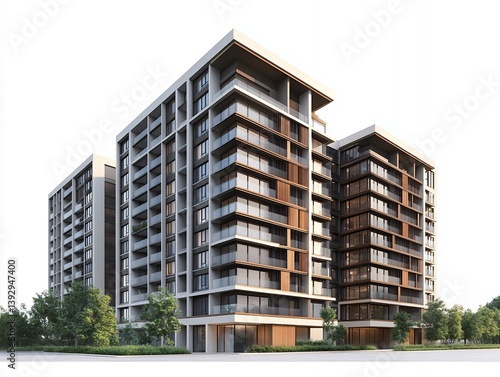 Modern Apartment Building Complex Architectural Rendering