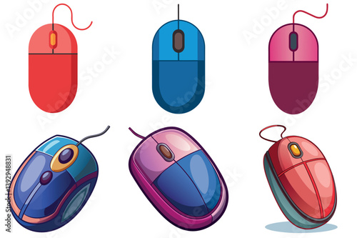 Collection of Colorful Computer Mice vector illustration in Various Styles and Designs