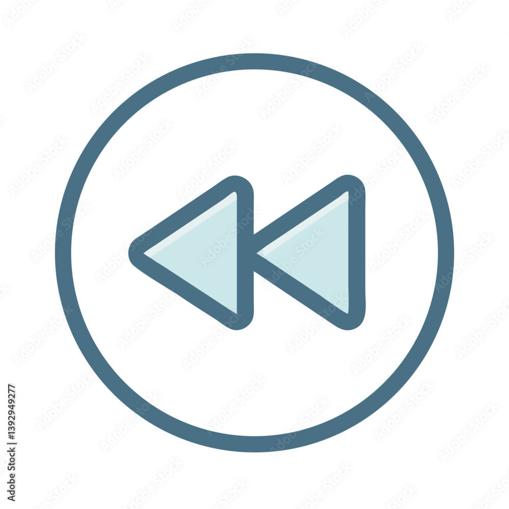 Rewind Button Representing Media Playback Icon Design Rewind Button Representing Media Playback Icon Design