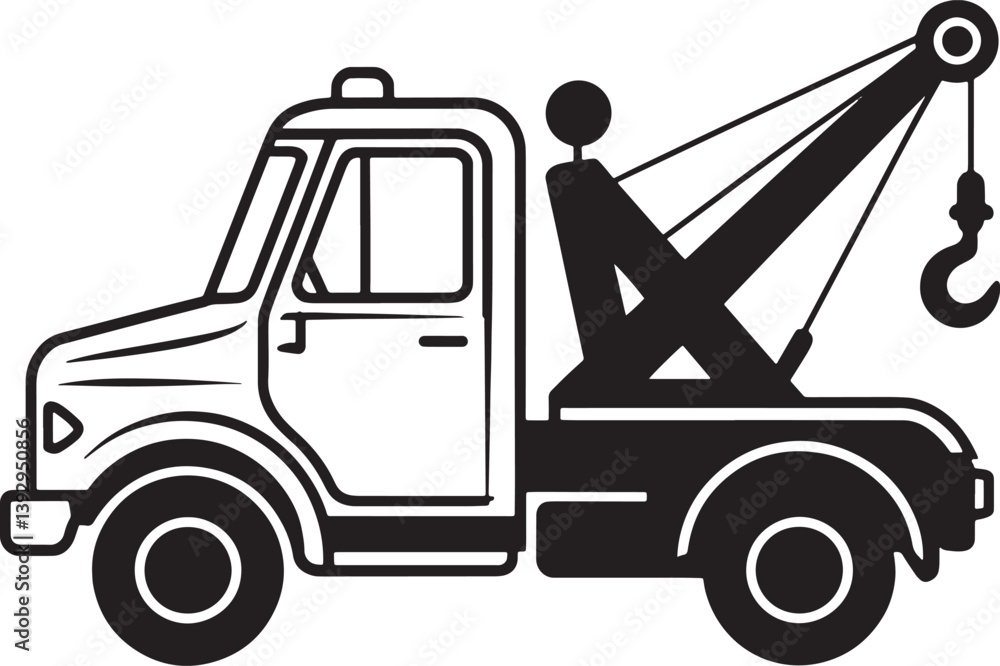 Naklejka premium Tow truck line art vector illustration isolated On Transparent Background