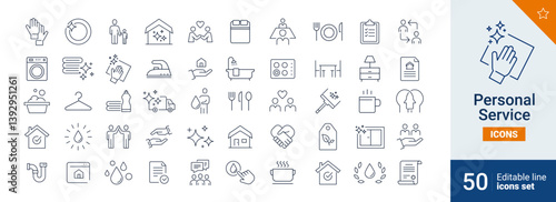 Personal service icons Pixel perfect. Clean, home, room, ...	
