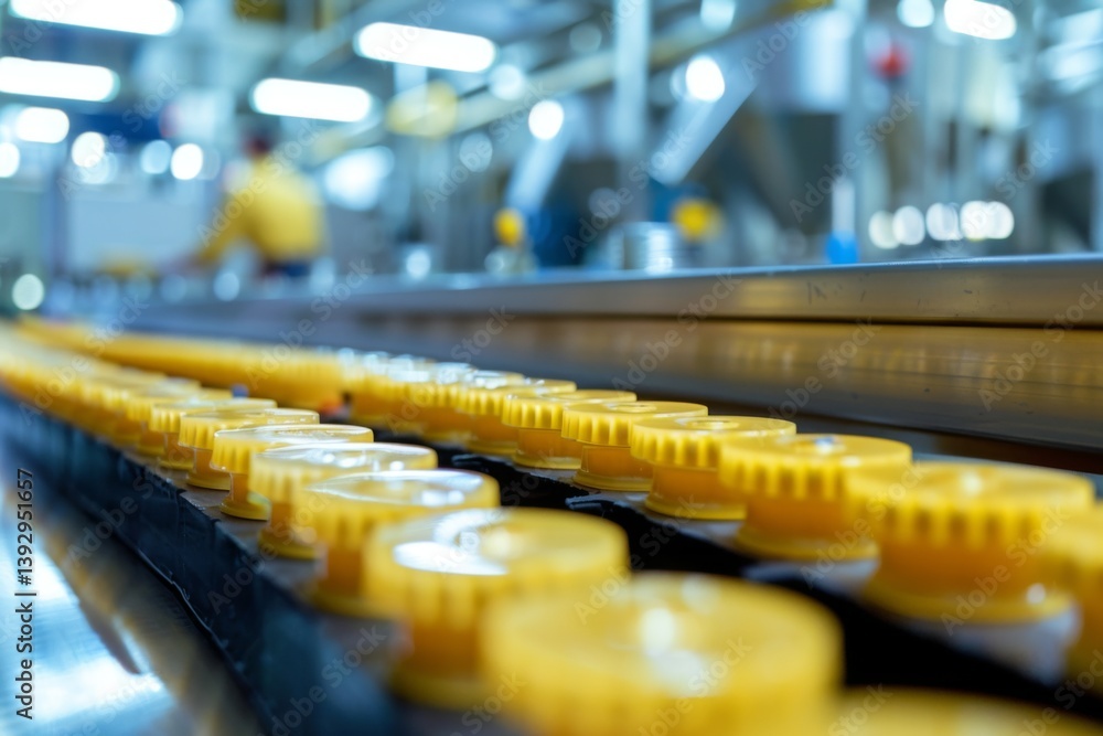 Fototapeta premium mass production of a assembly line of electric car battery cells