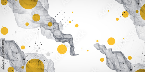 Obraz na płótnie The abstract wave is made in a frame style. Template for science and technology presentation. Vector art. w salonie