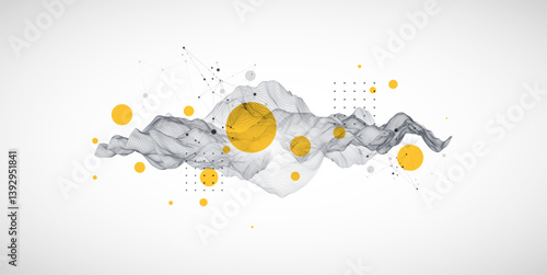 Obraz na płótnie The abstract wave is made in a frame style. Template for science and technology presentation. Vector art. w salonie