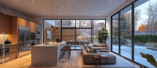 Wallpaper Mural Modern winter kitchen living room design Torontodigital.ca