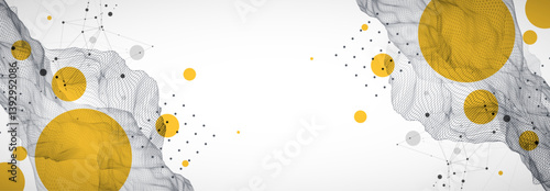 The abstract wave is made in a frame style. Template for science and technology presentation. Vector art.