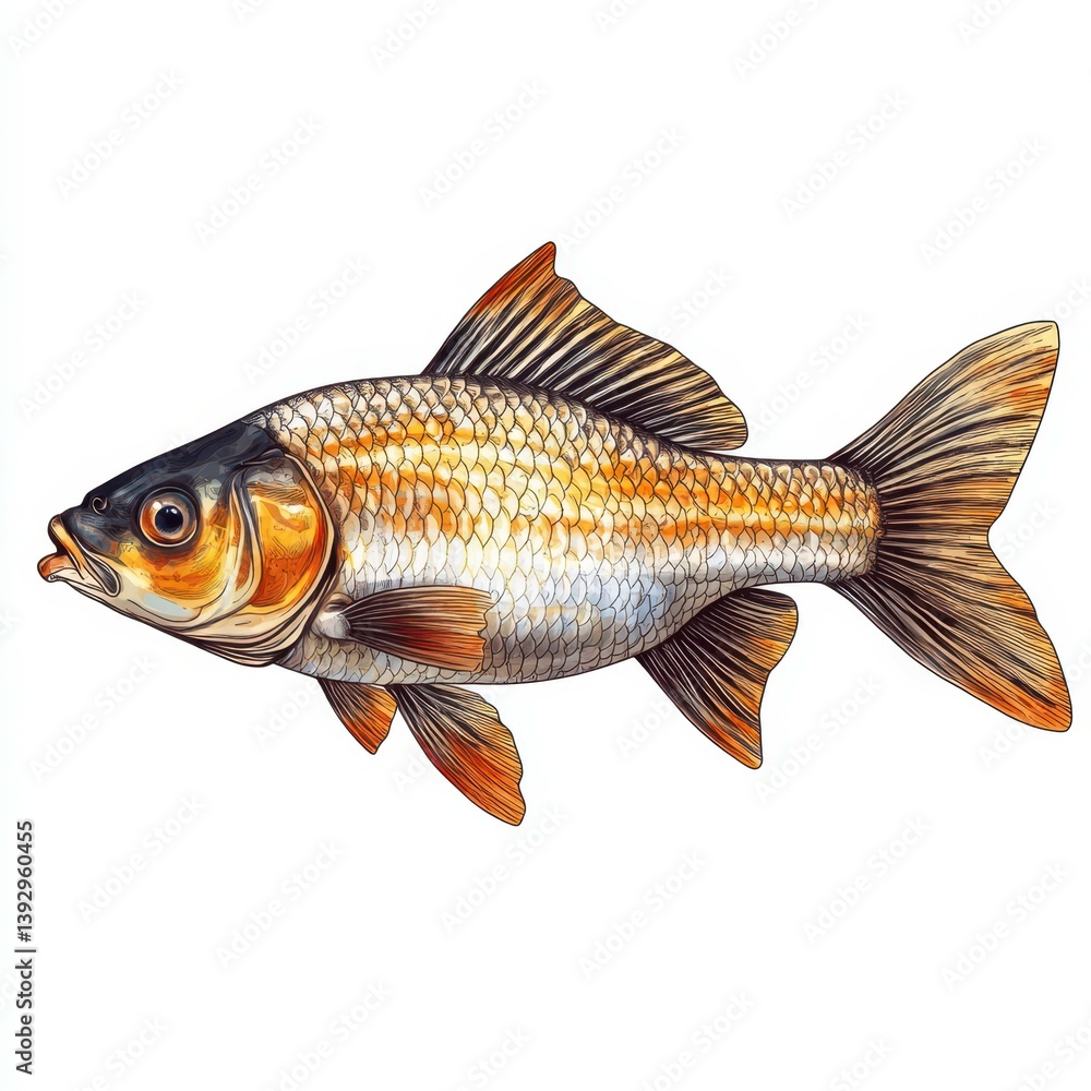 Fototapeta premium Goldfish swimming gracefully in clear water showcasing vibrant colors and delicate fins