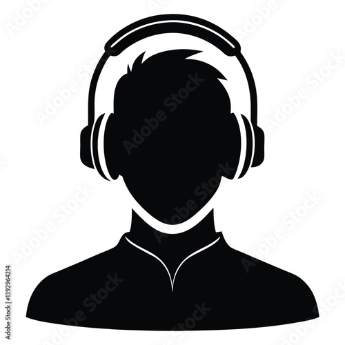 Black silhouette headphone using the man 