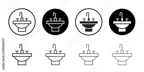 Bathroom sink icon vector logo set collection for web app ui