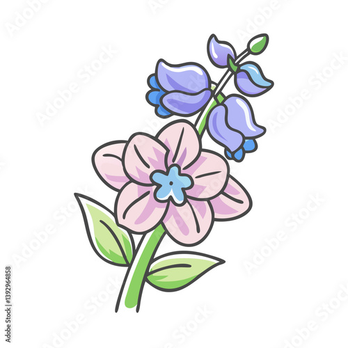 delphinium flower icon, delphinium flower vector illustration-simple illustration of delphinium flower, perfect for delphinium flower logos and icons