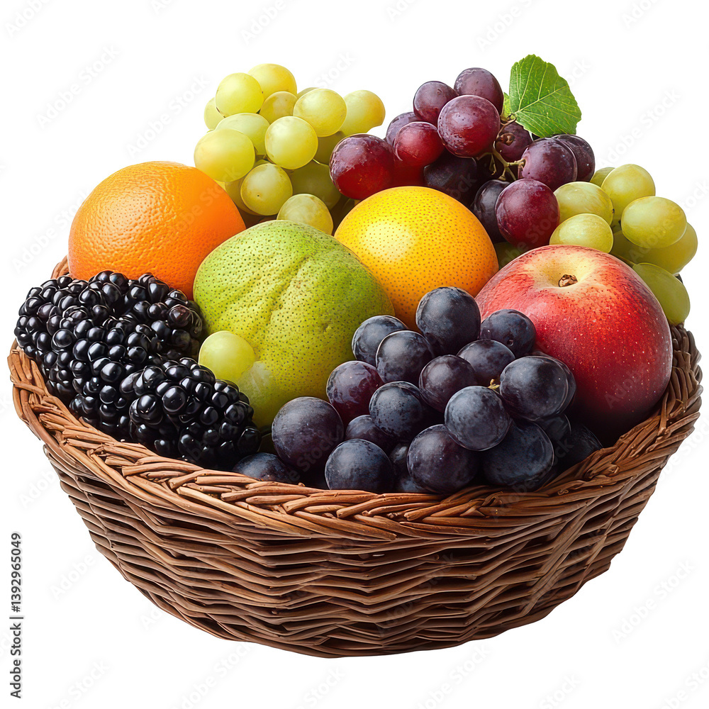 Fresh fruit baskets isolated on transparent background Fresh fruit baskets isolated on transparent background