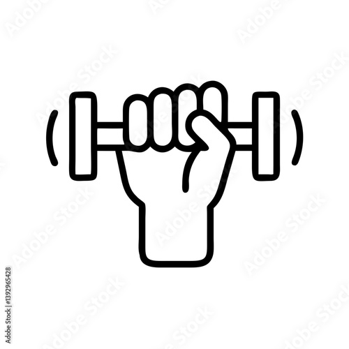 Hand weights icon held by a hand, workout illustration