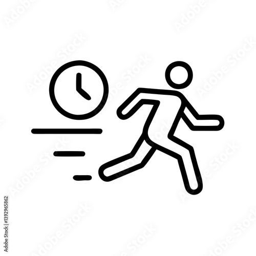 Speed training icon with running figure and clock backdrop