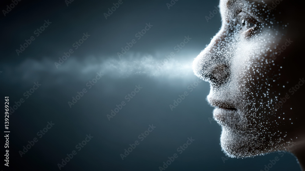 Concept of an AI consultant made of light particles engaged in communication with digital waveforms against a futuristic backdrop Concept of an AI consultant made of light particles engaged in communication with digital waveforms against a futuristic backdrop