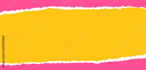 Wallpaper Mural Vector illustration of pop art style background with torn paper effects. Trendy halftone modern banner design with space for text in pink and yellow color. Torontodigital.ca