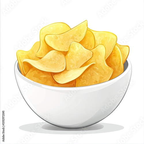 Crispy potato chips in a white bowl